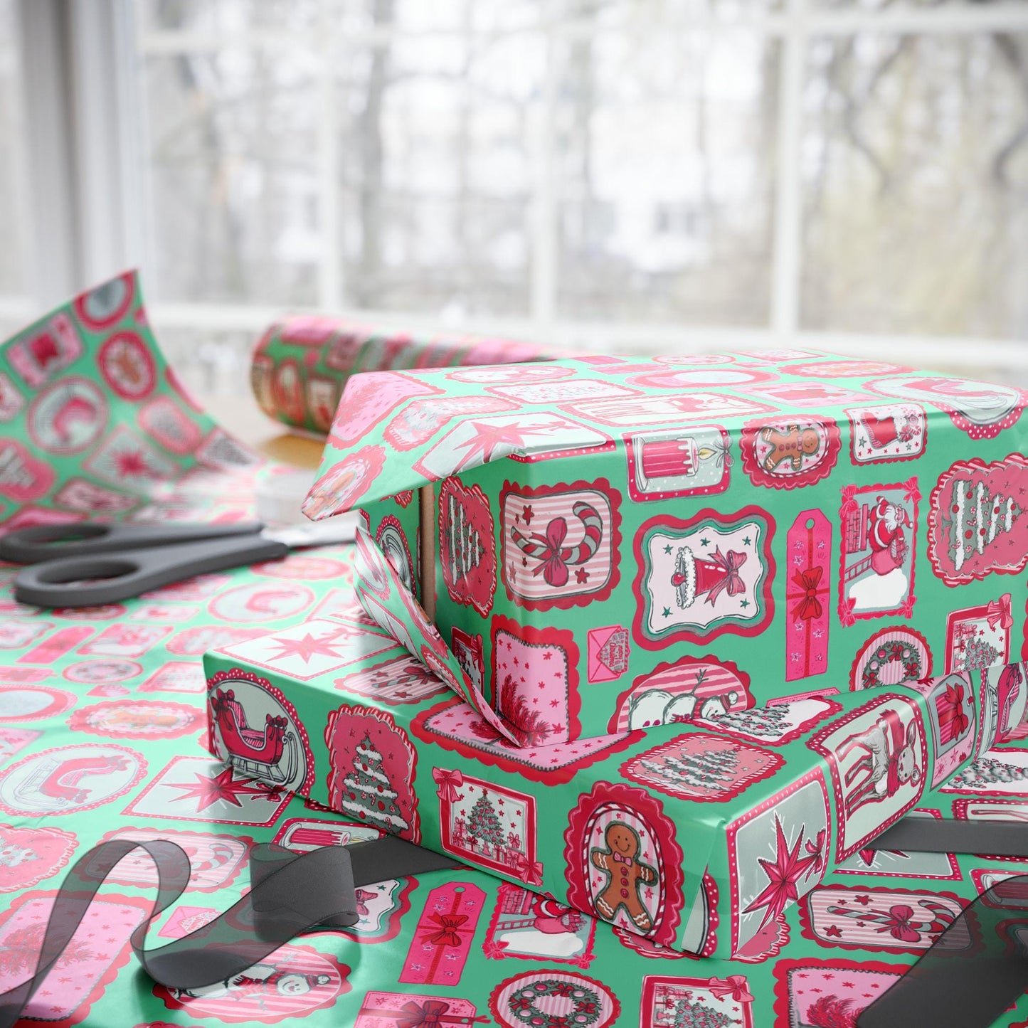 PINK Wrapping Papers, Preppy Christmas Gift Wrap for Kids, Childrens Gift Idea, Bright Gift Idea, Holiday Gift Wrapping