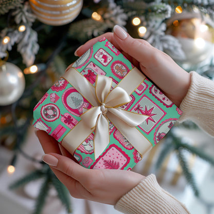 PINK Wrapping Papers, Preppy Christmas Gift Wrap for Kids, Childrens Gift Idea, Bright Gift Idea, Holiday Gift Wrapping