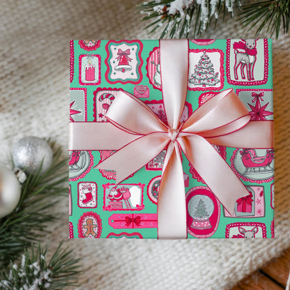 PINK Wrapping Papers, Preppy Christmas Gift Wrap for Kids, Childrens Gift Idea, Bright Gift Idea, Holiday Gift Wrapping