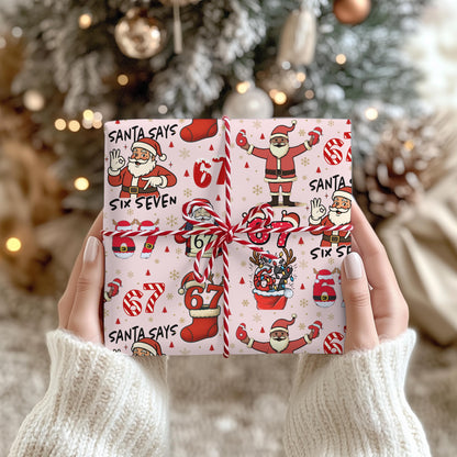 PINK Wrapping Papers, 67 Meme Funny Christmas Gift Wrap for Kids, Childrens Brain Rot, Funny Gift Idea, Holiday Wrapping Roll, Unique Gift