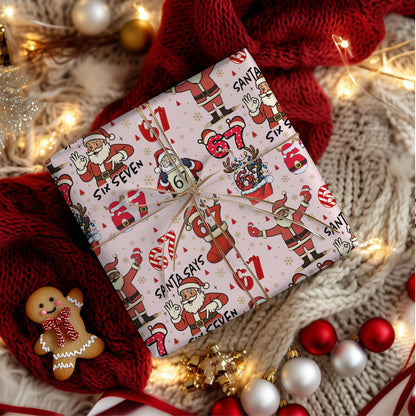PINK Wrapping Papers, 67 Meme Funny Christmas Gift Wrap for Kids, Childrens Brain Rot, Funny Gift Idea, Holiday Wrapping Roll, Unique Gift