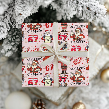 PINK Wrapping Papers, 67 Meme Funny Christmas Gift Wrap for Kids, Childrens Brain Rot, Funny Gift Idea, Holiday Wrapping Roll, Unique Gift