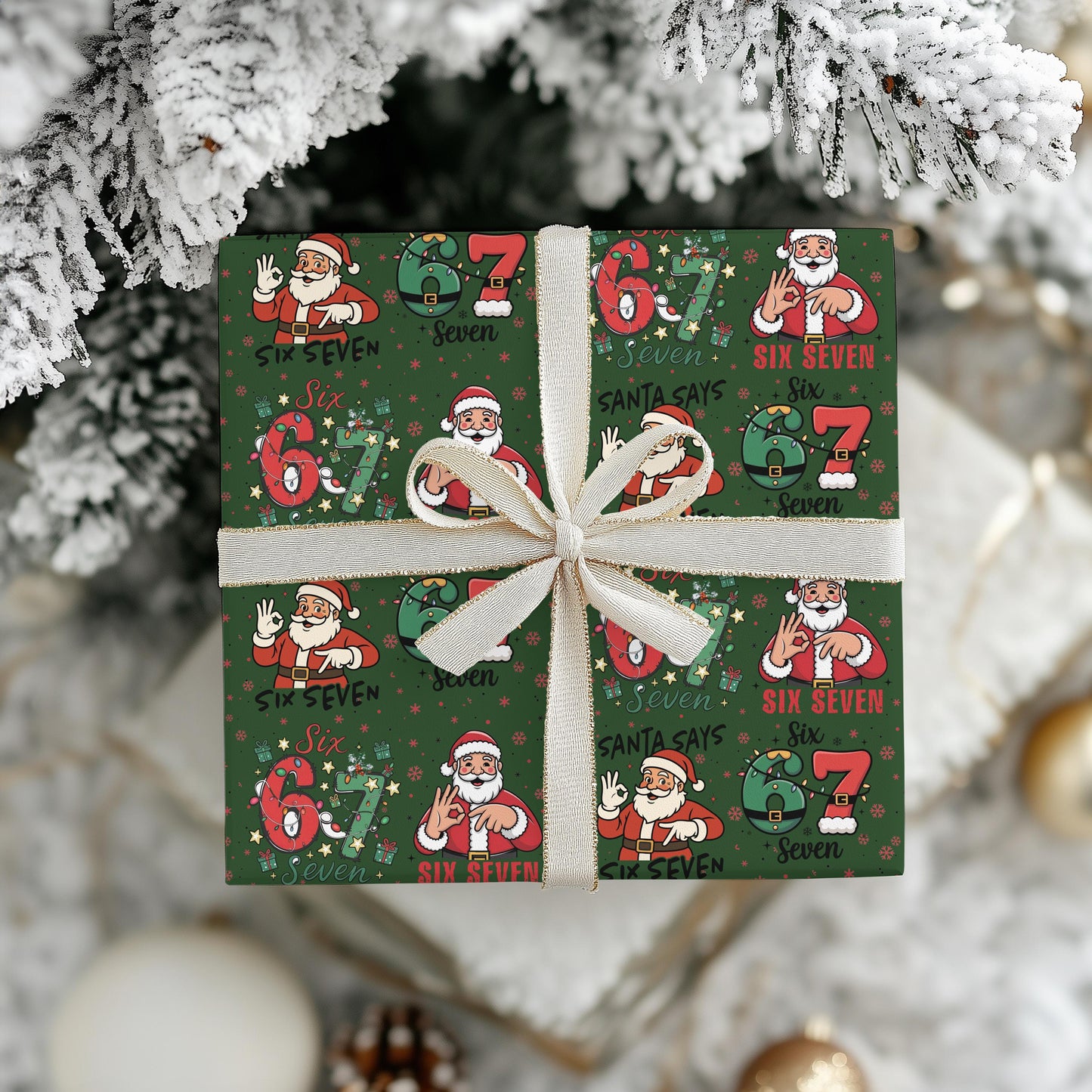 67 Wrapping Papers, 67 Meme Funny Christmas Gift Wrap for Kids, Santa Brain Rot Funny Gift Idea, Holiday Wrapping Roll