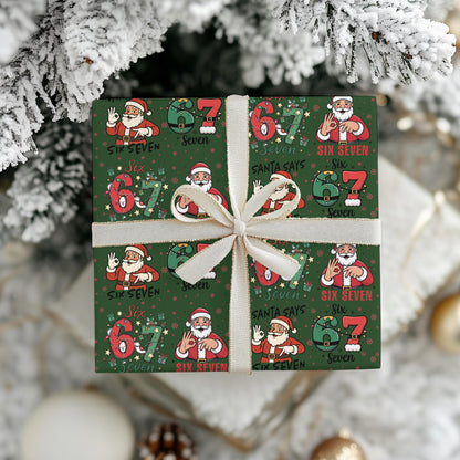67 Wrapping Papers, 67 Meme Funny Christmas Gift Wrap for Kids, Santa Brain Rot Funny Gift Idea, Holiday Wrapping Roll