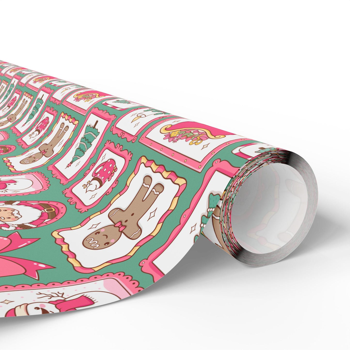 Cute Pink Wrapping Papers, Kids Christmas Bright Green & Pink Gift Wrap, Bright, Preppy Girls Gift