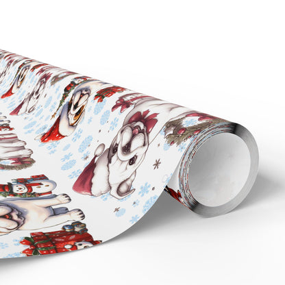 Bulldog Lovers Wrapping Papers, Christmas Gift Wrap, Cute Dog Holiday Present, Pet Owner Festive Paper, Animal Lover Xmas Decoration