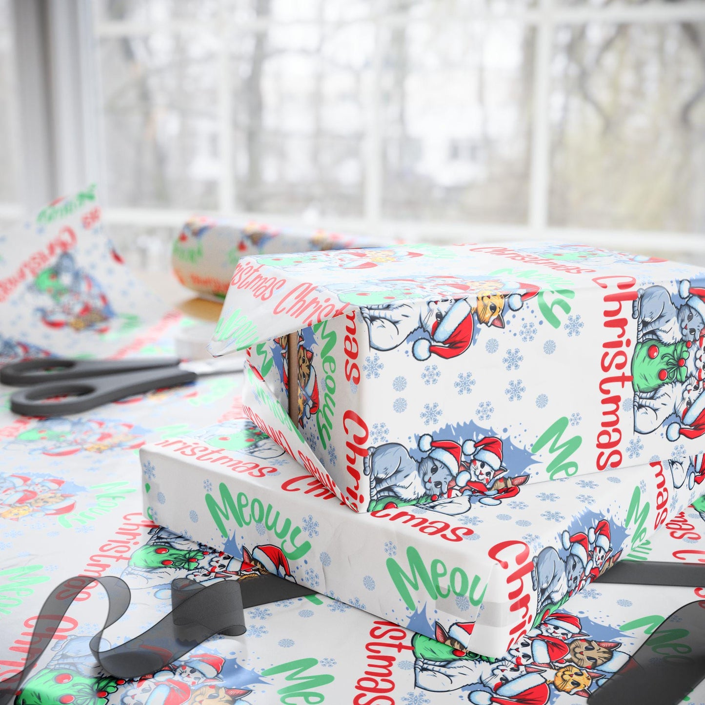 Cat Lover Christmas Wrapping Paper Cute, Holiday Gift Wrap, Unique Present Packaging, Festive Christmas Gift Wrap, Animal Lover Wrapping