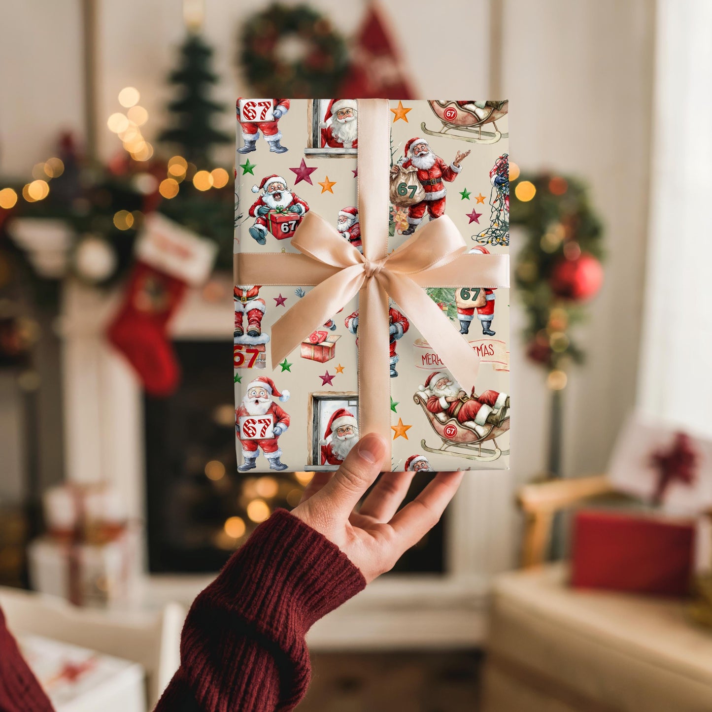 Wrapping Papers, 67 Meme Christmas Gift Wrap, Kids Funny Wrapping Paper, Santa Gift Wrap, Brain Rot 67 Meme, Holiday Gift Wrap