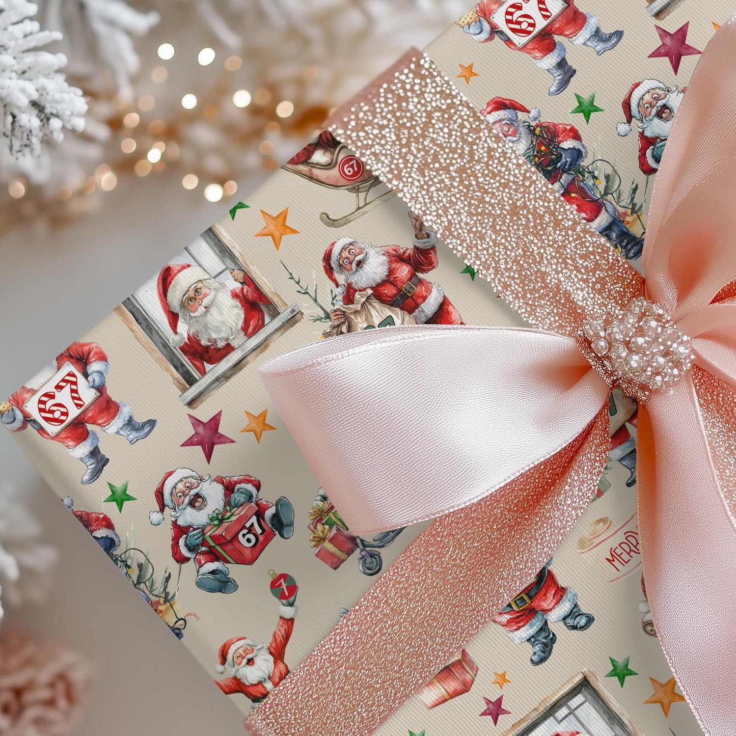 Wrapping Papers, 67 Meme Christmas Gift Wrap, Kids Funny Wrapping Paper, Santa Gift Wrap, Brain Rot 67 Meme, Holiday Gift Wrap