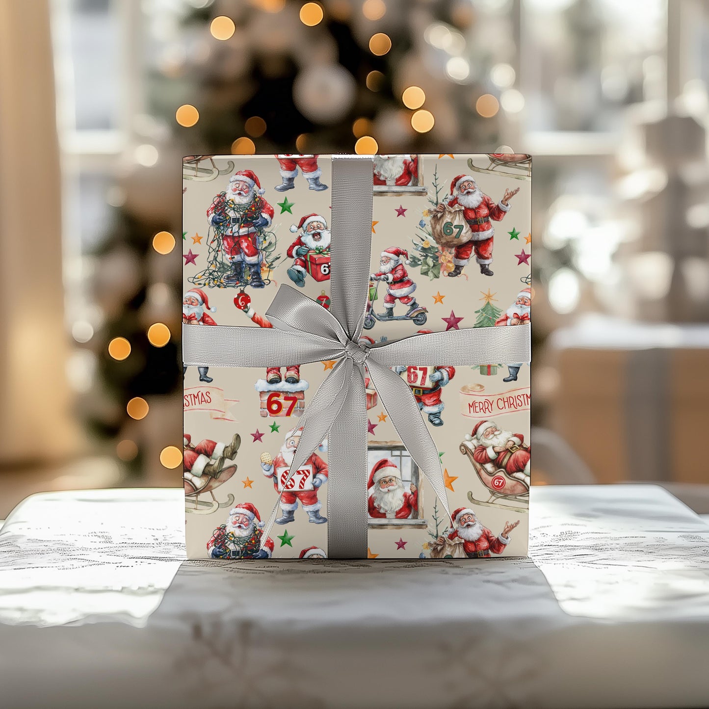 Wrapping Papers, 67 Meme Christmas Gift Wrap, Kids Funny Wrapping Paper, Santa Gift Wrap, Brain Rot 67 Meme, Holiday Gift Wrap