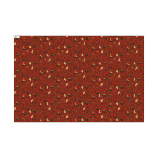 Wrapping Paper Set, Halloween Pattern Rae Dunn Inspired Ghost Bat Pumpkin Moon Owl, Gift Wrap Roll, Scrapbooking Decor, DIY Projects,