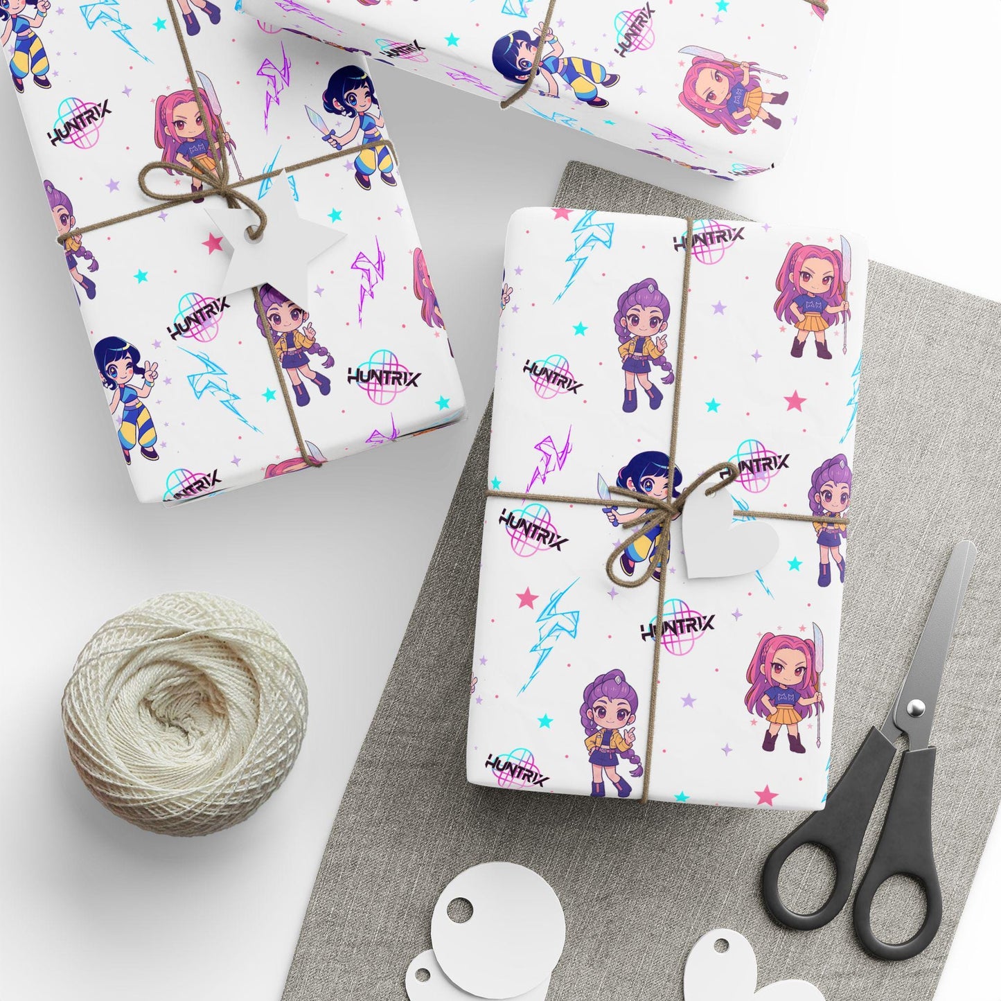 K-Pop Demon  Hunter Anime Wrapping Paper | Cute Chibi Gift Wrap | Kawaii Character Wrap | Korean Pop Fan Art | Aesthetic Gift Wrap Sheets