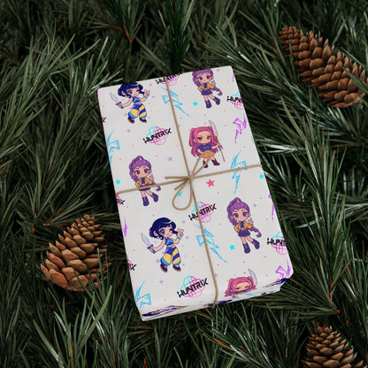K-Pop Demon  Hunter Anime Wrapping Paper | Cute Chibi Gift Wrap | Kawaii Character Wrap | Korean Pop Fan Art | Aesthetic Gift Wrap Sheets