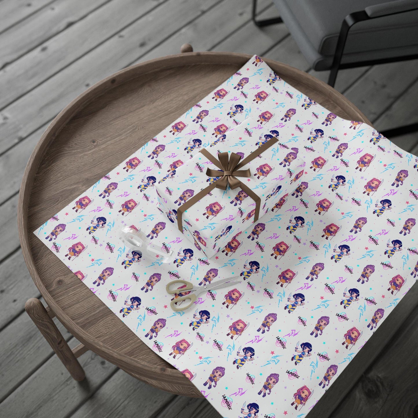 K-Pop Demon  Hunter Anime Wrapping Paper | Cute Chibi Gift Wrap | Kawaii Character Wrap | Korean Pop Fan Art | Aesthetic Gift Wrap Sheets