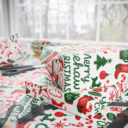 Western Christmas Wrapping Paper - Merry Yeehaw Christmas Gift Wrap, Cowboy Holiday Gift Wrap, Country Western Christmas Decor