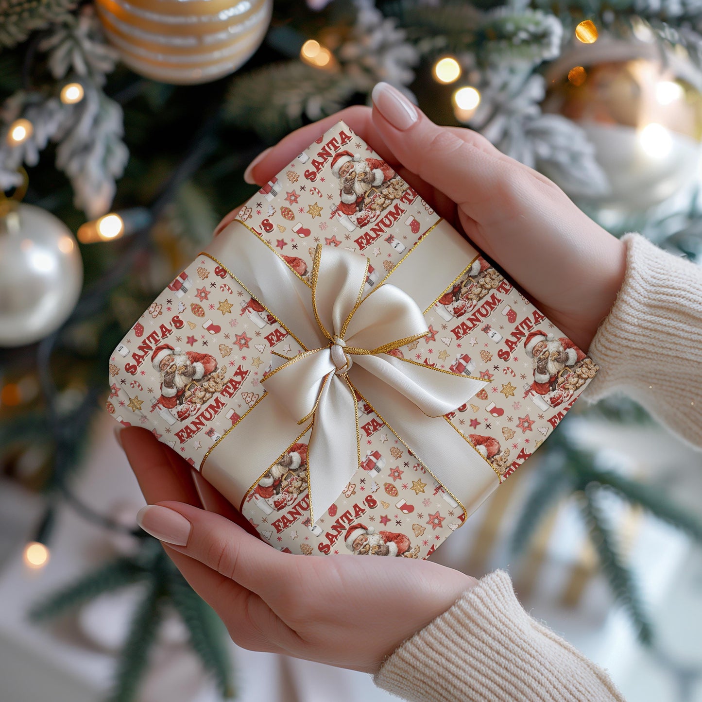 Wrapping Papers, Fanum Tax Meme Christmas Gift Wrap, Kids Funny Wrapping Paper, Brain Rot Slang Gift Wrap, Gen Alpha Meme, Holiday Gift Wrap