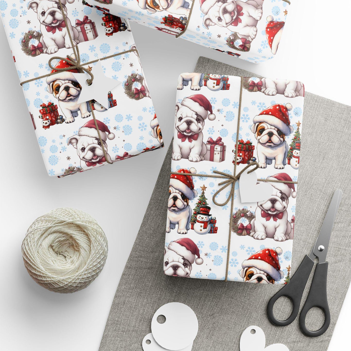Bulldog Lovers Wrapping Papers, Christmas Gift Wrap, Cute Dog Holiday Present, Pet Owner Festive Paper, Animal Lover Xmas Decoration