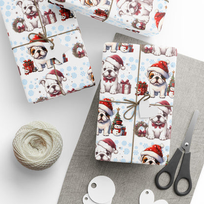 Bulldog Lovers Wrapping Papers, Christmas Gift Wrap, Cute Dog Holiday Present, Pet Owner Festive Paper, Animal Lover Xmas Decoration