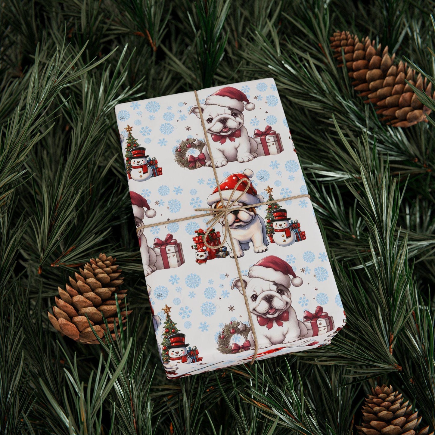 Bulldog Lovers Wrapping Papers, Christmas Gift Wrap, Cute Dog Holiday Present, Pet Owner Festive Paper, Animal Lover Xmas Decoration