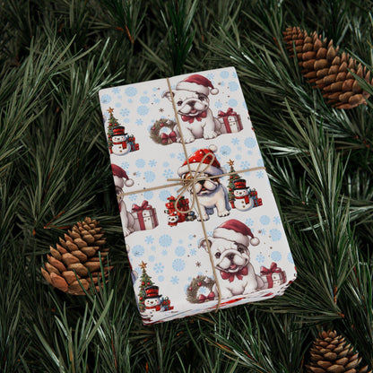 Bulldog Lovers Wrapping Papers, Christmas Gift Wrap, Cute Dog Holiday Present, Pet Owner Festive Paper, Animal Lover Xmas Decoration
