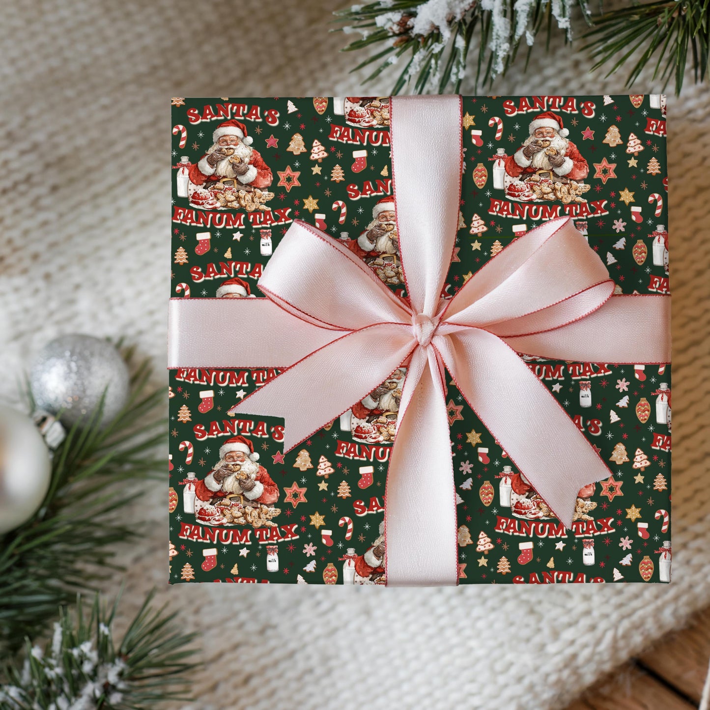 Kids Wrapping Paper, Fanum Tax Meme Christmas Gift Wrap, Kids Funny Wrapping Paper, Brain Rot Gift Idea, Santa Meme, Holiday Gift Wrap