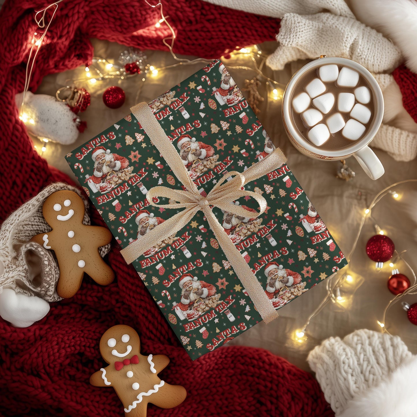 Kids Wrapping Paper, Fanum Tax Meme Christmas Gift Wrap, Kids Funny Wrapping Paper, Brain Rot Gift Idea, Santa Meme, Holiday Gift Wrap