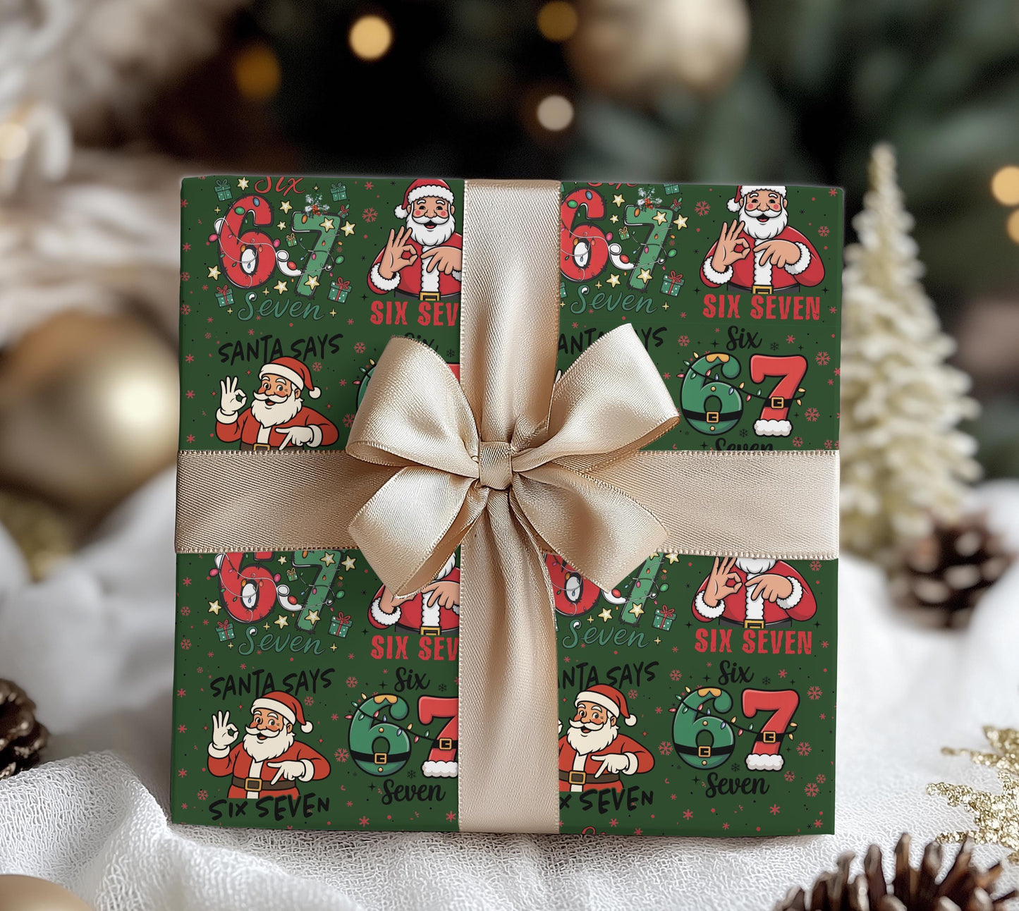 67 Wrapping Papers, 67 Meme Funny Christmas Gift Wrap for Kids, Santa Brain Rot Funny Gift Idea, Holiday Wrapping Roll