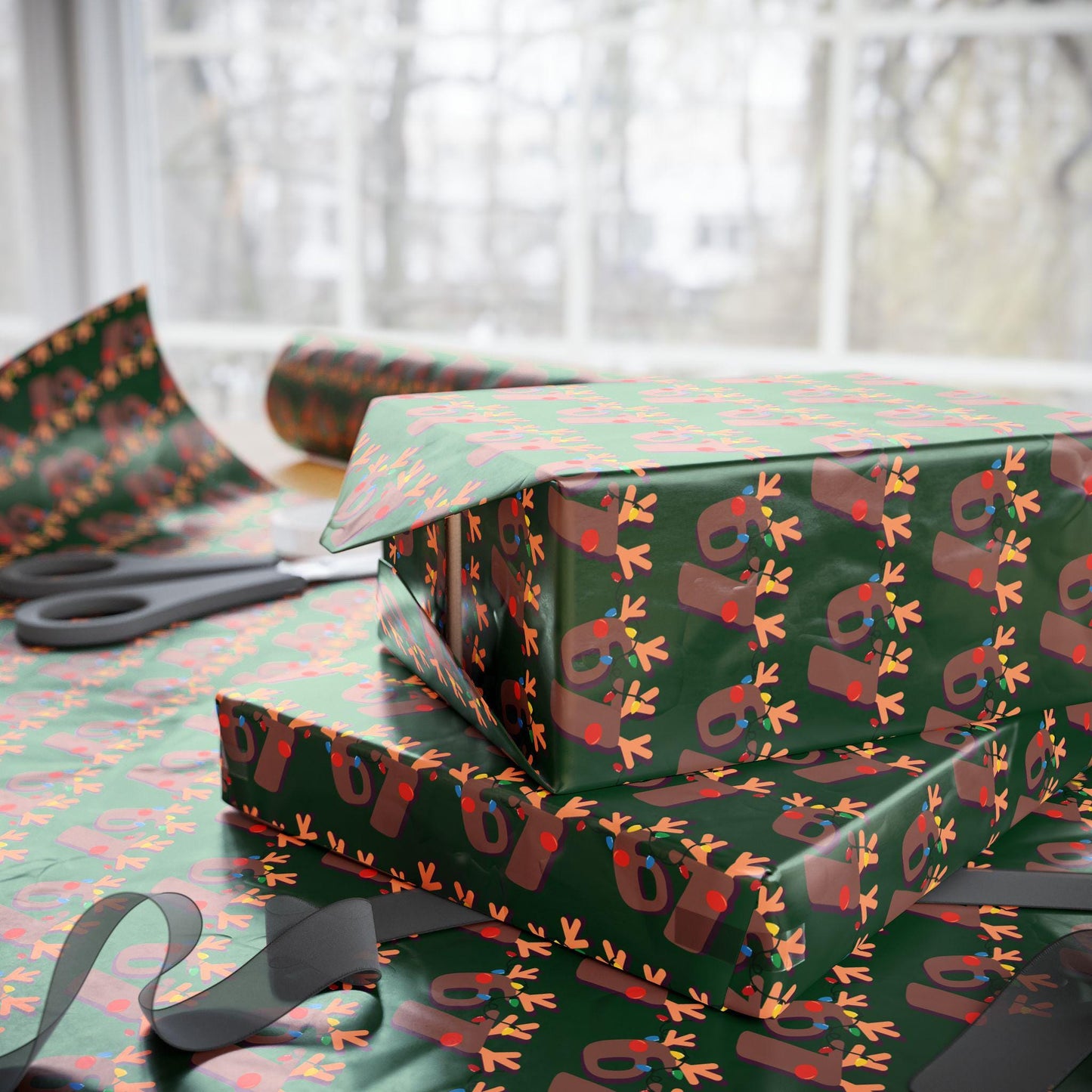 Green 67 Wrapping Papers, 67 Meme Christmas Gift Wrap, Kids Funny Wrapping Paper, Reindeer 67 Wrap, Brain Rot meme, Holiday Gift Wrap