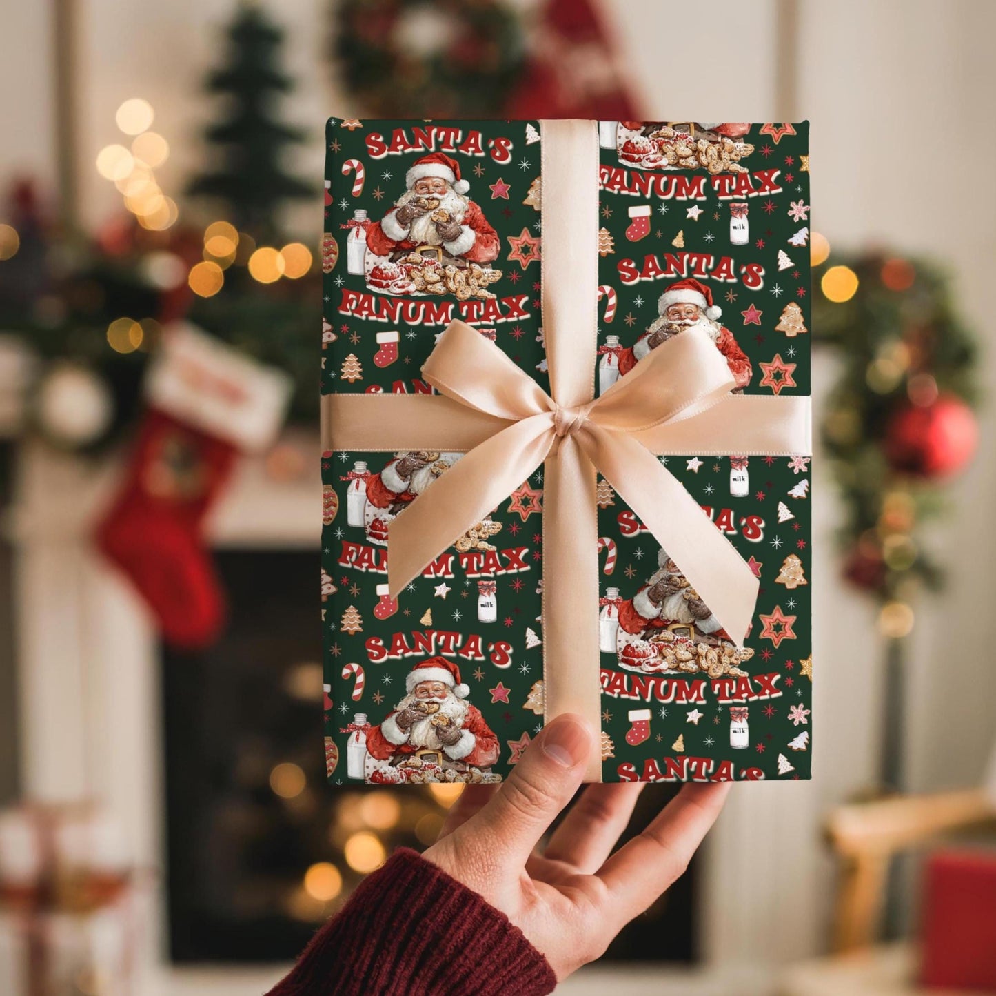 Kids Wrapping Paper, Fanum Tax Meme Christmas Gift Wrap, Kids Funny Wrapping Paper, Brain Rot Gift Idea, Santa Meme, Holiday Gift Wrap