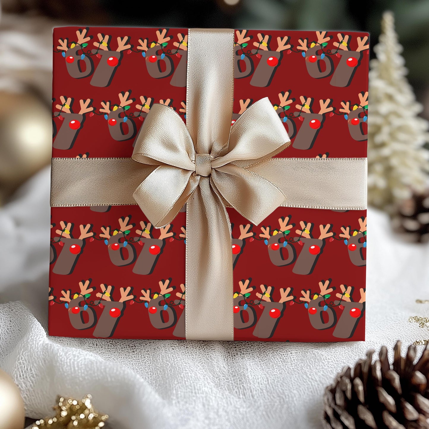 67 Wrapping Papers, 67 Meme Christmas Gift Wrap, Kids Funny Wrapping Paper, Reindeer 67 Wrap, Brain Rot meme, Holiday Gift Wrap