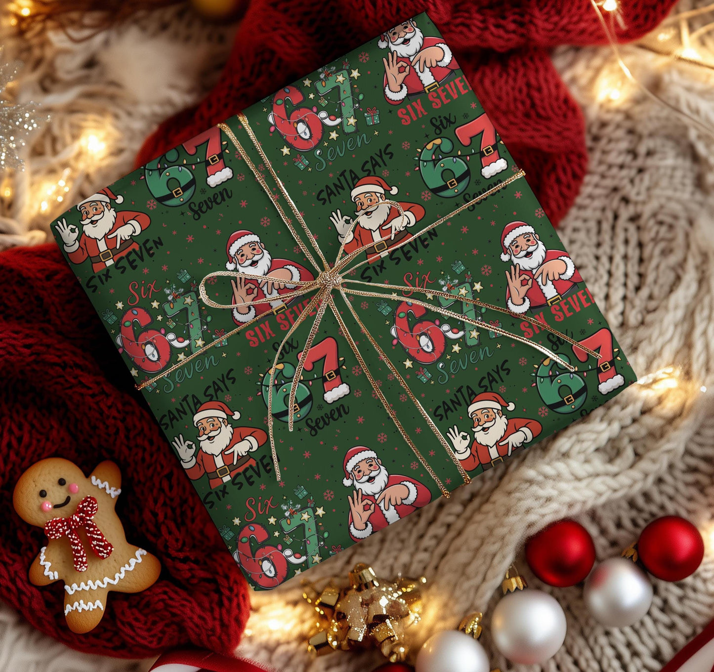 67 Wrapping Papers, 67 Meme Funny Christmas Gift Wrap for Kids, Santa Brain Rot Funny Gift Idea, Holiday Wrapping Roll