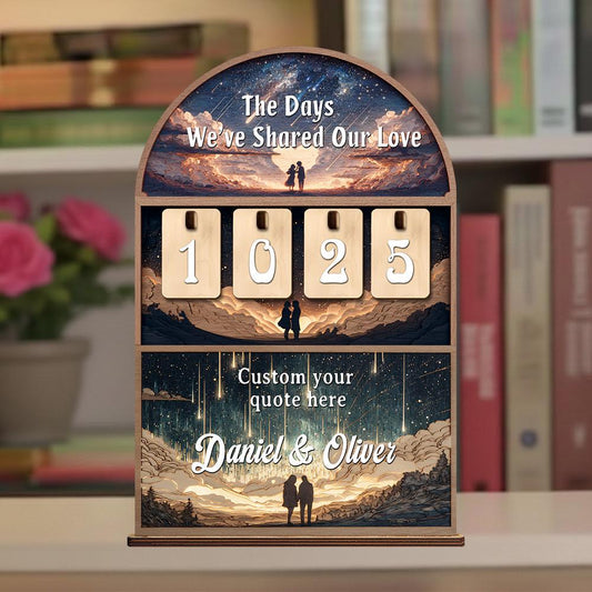 Personalized Love Days Wooden Counter, Custom Couple Keepsake