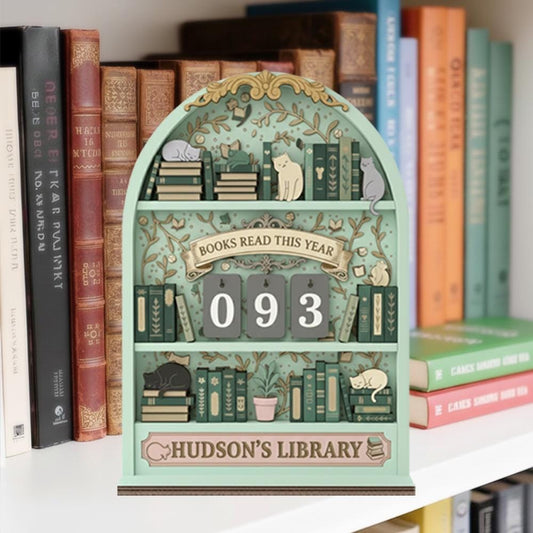 Personalized Book Tracker, 3D Wooden Reading Counter, Library Decor