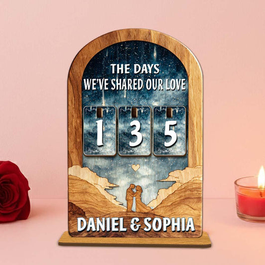 Personalized Love Days Counter, Custom Couple Wooden Sign, Romantic Desk Decor