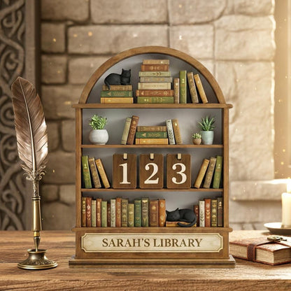 Personalized Wooden Book Tracker, Reading Counter, Library Decor