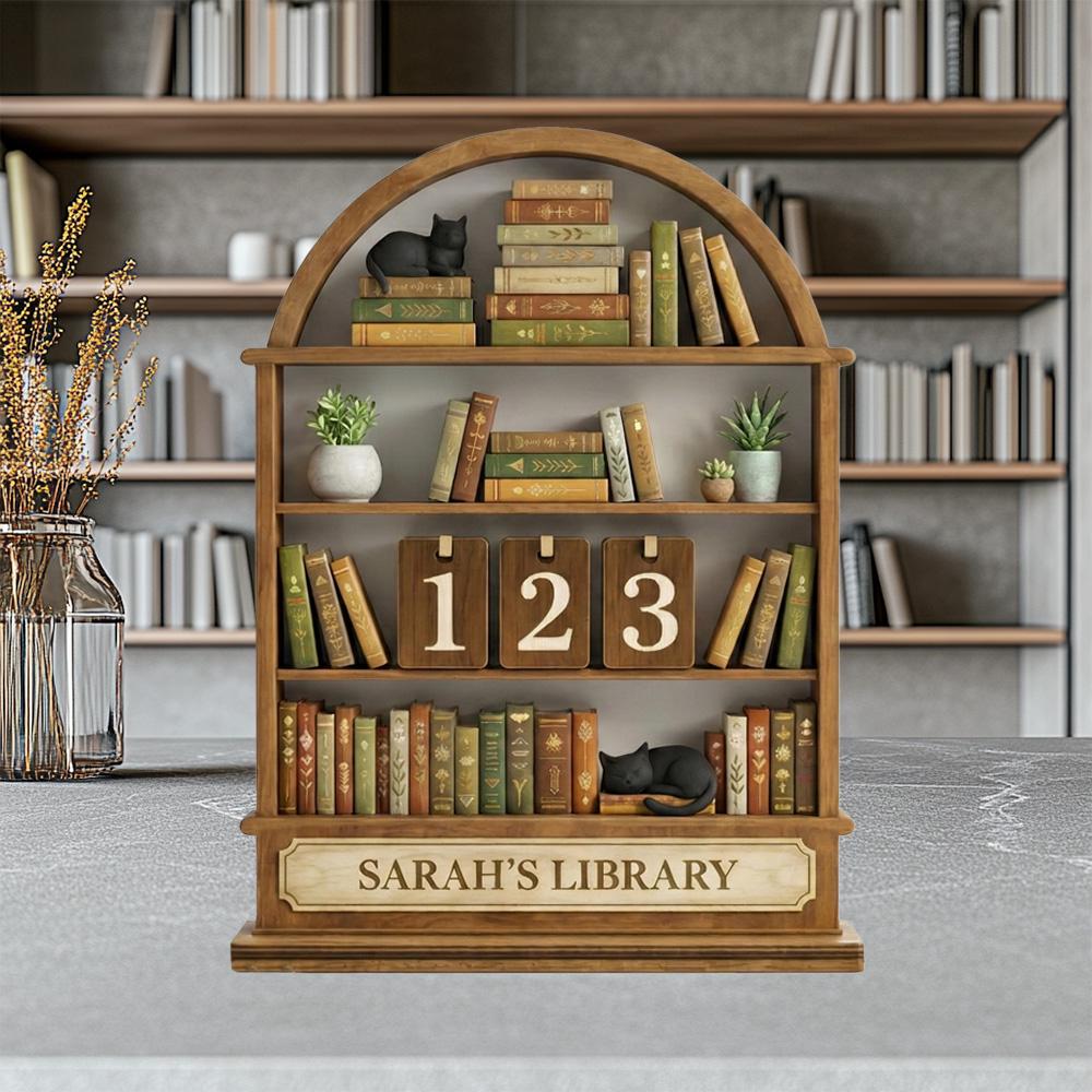 Personalized Wooden Book Tracker, Reading Counter, Library Decor