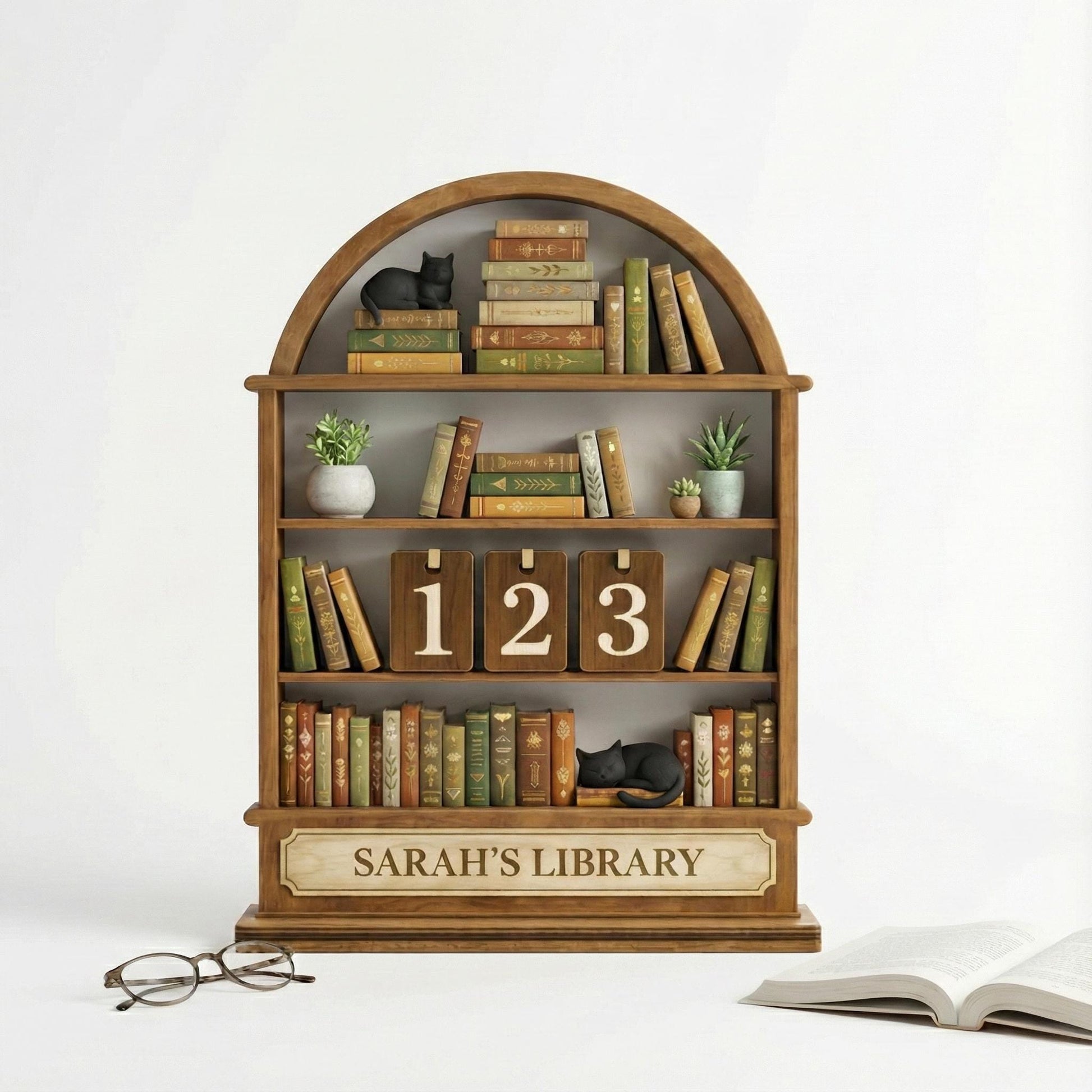 Personalized Wooden Book Tracker, Reading Counter, Library Decor