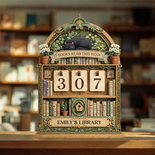 Vintage Wooden Book Tracker Sign, Personalized Reading Counter, Books Read This Year Decor, Custom Library Gift for Book Lovers