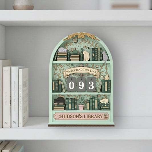 Personalized Book Tracker, 3D Wooden Reading Counter, Library Decor
