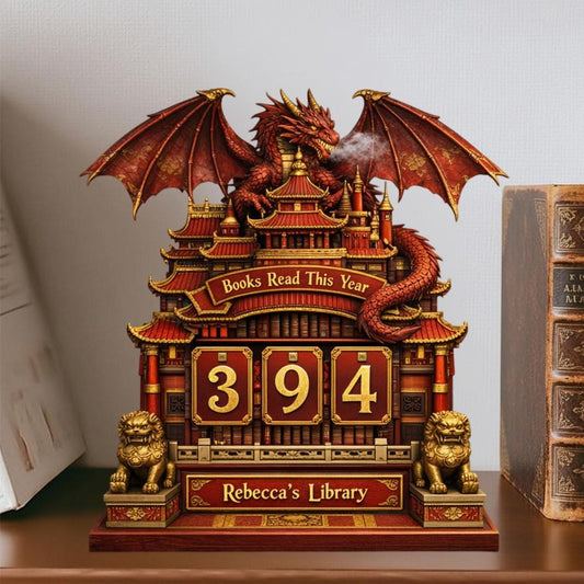 Personalized Dragon Book Tracker, Gothic Library Reading Goal Counter