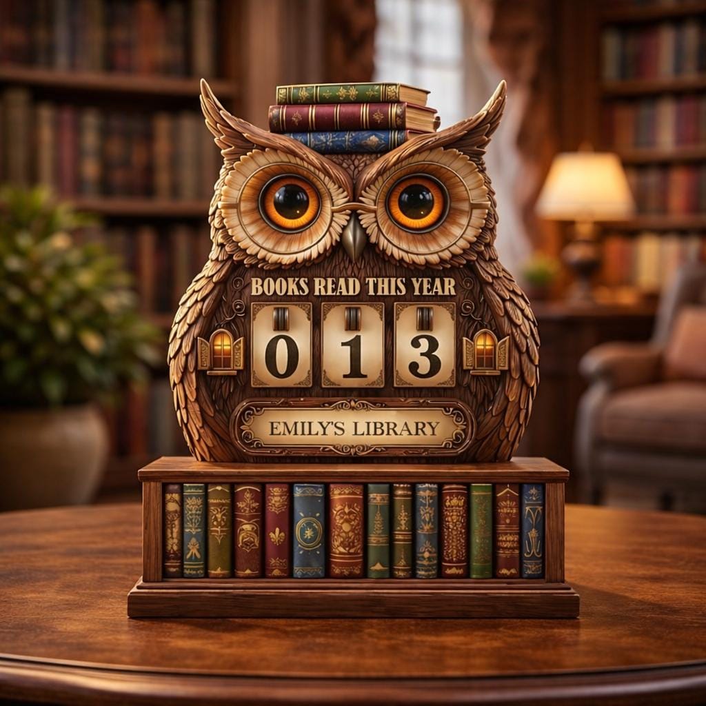 Personalized Owl Book Tracker, Wooden Library Decor, Book Lover Gift