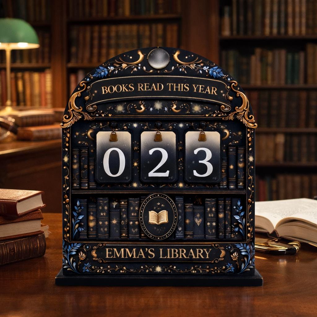 Personalized Books Read Tracker, Celestial Moon Star Decor, Book Lover Gift