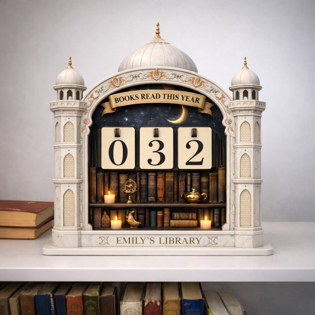 Personalized Book Tracker, Moorish Arch Library Decor, Book Lover Gift