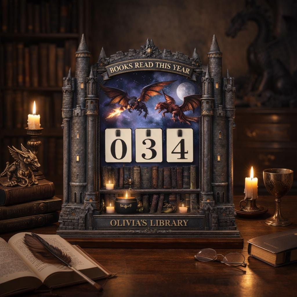Personalized Dragon Book Tracker – Fantasy Library Decor, Reading Counter