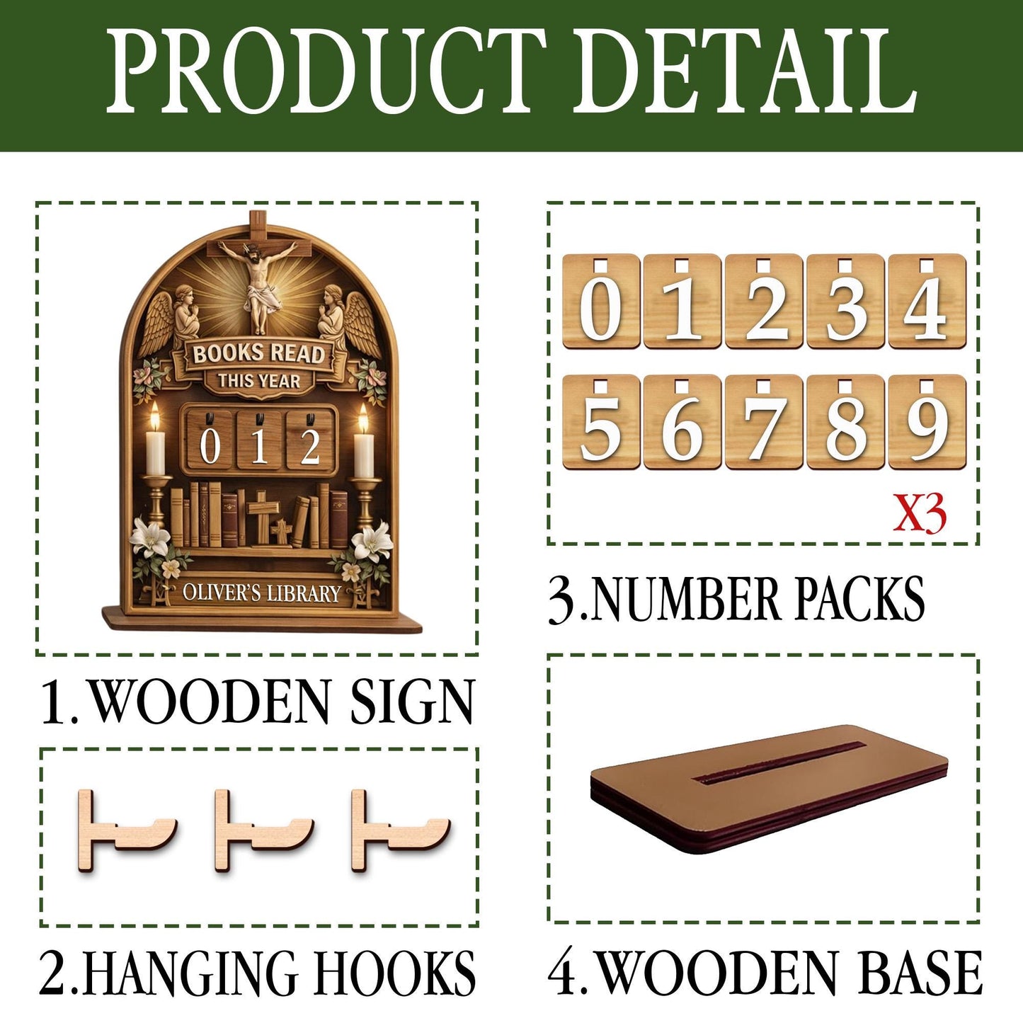 Personalized Christian Book Tracker, Catholic Library Decor, Religious Reader Gift