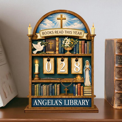 Personalized Catholic Books Read This Year Sign, Christian Library Decor