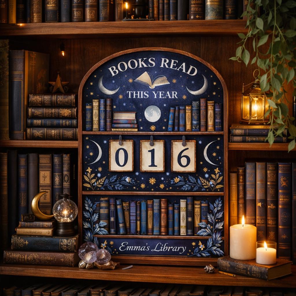 Personalized Celestial Books Read Tracker, Mystical Library Decor