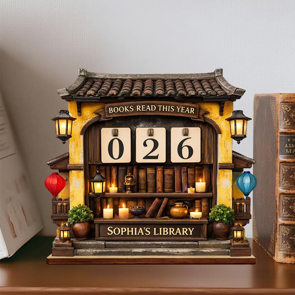 Personalized Dragon Book Tracker, Asian Library Decor, Book Lover Gift