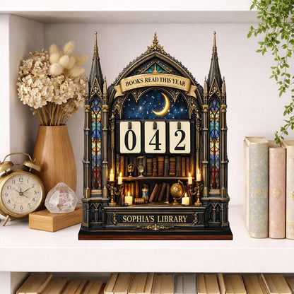 Personalized Book Tracker – Gothic Library Shelf Decor, Reading Challenge Gift