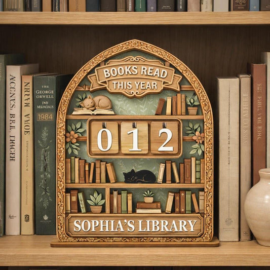 Personalized Books Read This Year Sign, Wooden Book Tracker, Custom Library Decor
